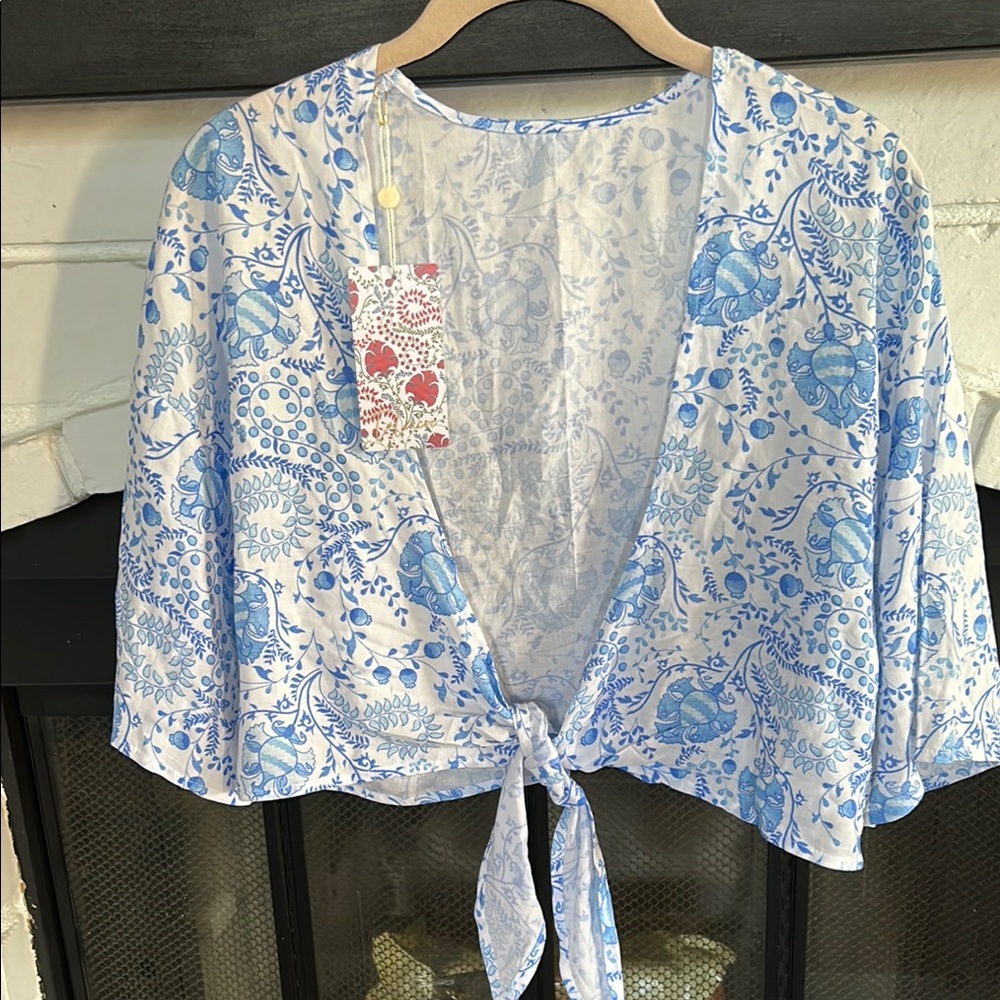 Toluca Blue and White Floral Crop Top